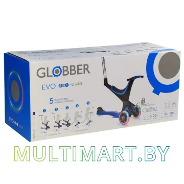 Самокат Globber Evo 5 в 1 Lights (голубой) картинка 2